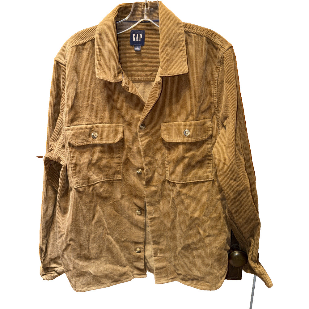 Mens Gap Wide Corduroy Shacket Size M Medium Brown Heavy Shirt Light Jacket